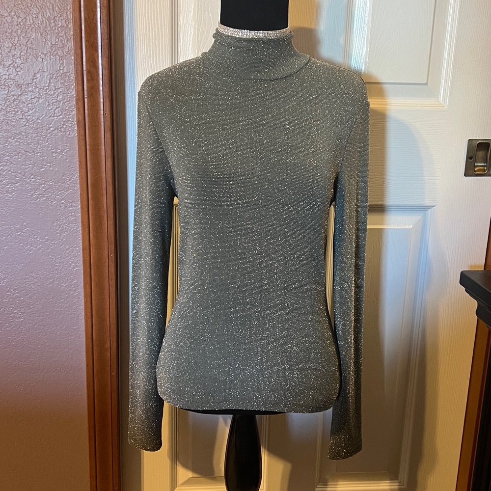 Ralph Lauren sparkly silver turtle neck.